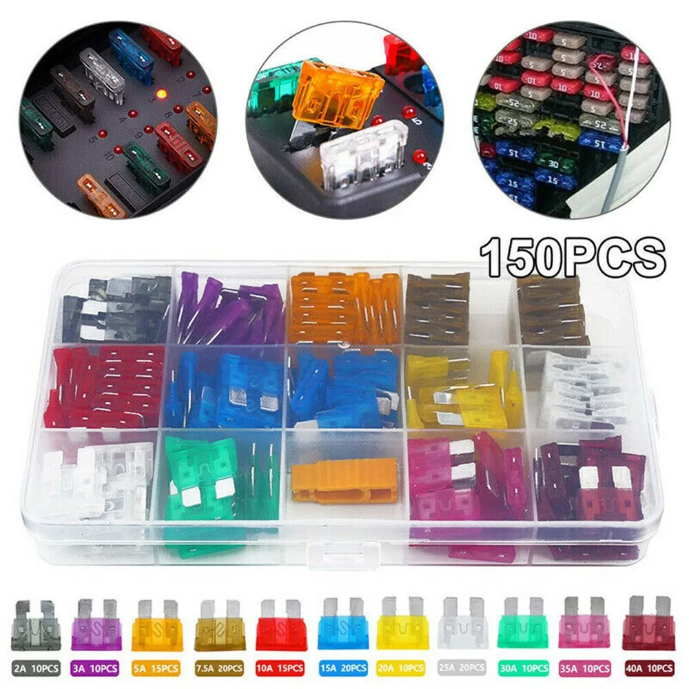 150Pcs Mini Small Size Blade Car Fuse Assortment Set For Auto Truck 2/3/5/7.5/10/15/20/25/30/35/40A Car Fuse With Plastic Box
150Pcs Mini Small Size Blade Car Fuse Assortment Set For Auto Truck 2/3/5/7.5/10/15/20/25/30/35/40A Car Fuse With Plastic Box
