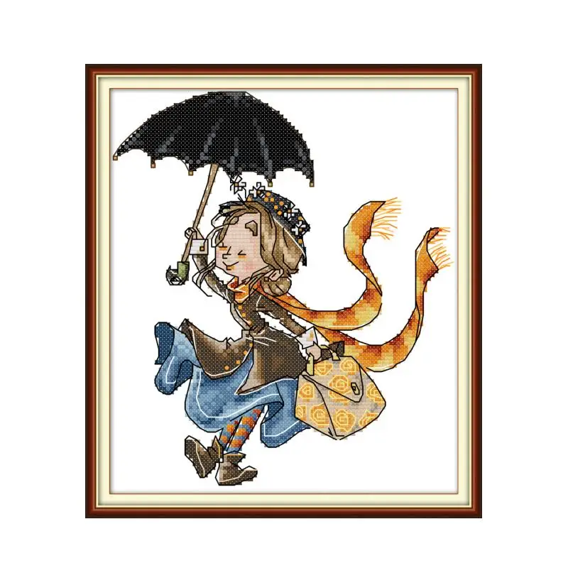 Фото Девушка с зонтиком Набор для вышивки крестом aida 14ct 11ct печать на - купить