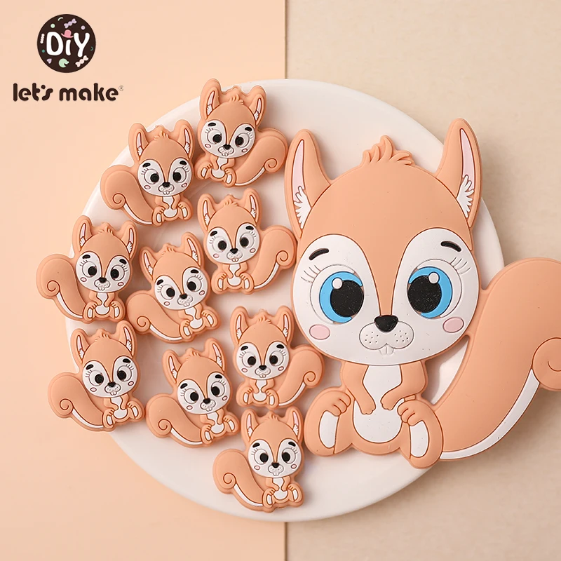Silicone Bead Squirrel Teether Necklace Toy DIY Pacifier Clips Beads Cartoon Nursing Tiny Rodent Food Grade Silicone Pandents
Silicone Bead Squirrel Teether Necklace Toy DIY Pacifier Clips Beads Cartoon Nursing Tiny Rodent Food Grade Silicone Pandents