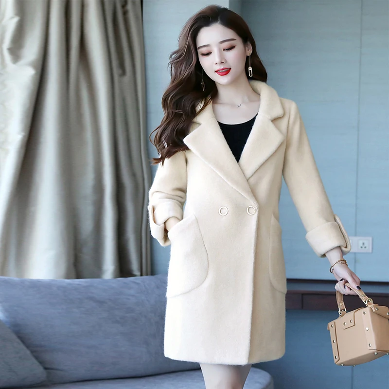 New Solid Woolen Women Jeckets Mid-Length Double Breasted Big Pocket Turn-Down Collar Simple Fashion Coats Women Autumn 2020
New Solid Woolen Women Jeckets Mid-Length Double Breasted Big Pocket Turn-Down Collar Simple Fashion Coats Women Autumn 2020