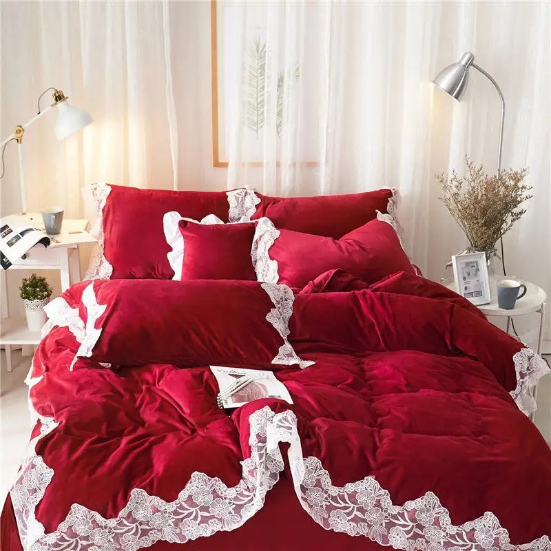 J0Crystal velvet lace Luxury Bedding Set Soft Bedclothes Duvet/Quilt Cover Bed Linen sheet set J Pieces Bedding Sets
J0Crystal velvet lace Luxury Bedding Set Soft Bedclothes Duvet/Quilt Cover Bed Linen sheet set J Pieces Bedding Sets