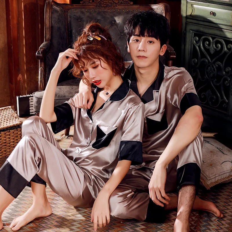 Couple Pajamas Female Spring and Autumn Models Korean Mid-sleeved Large Size Men's Pajamas Ice Silk Suit Home Service
Couple Pajamas Female Spring and Autumn Models Korean Mid-sleeved Large Size Men's Pajamas Ice Silk Suit Home Service