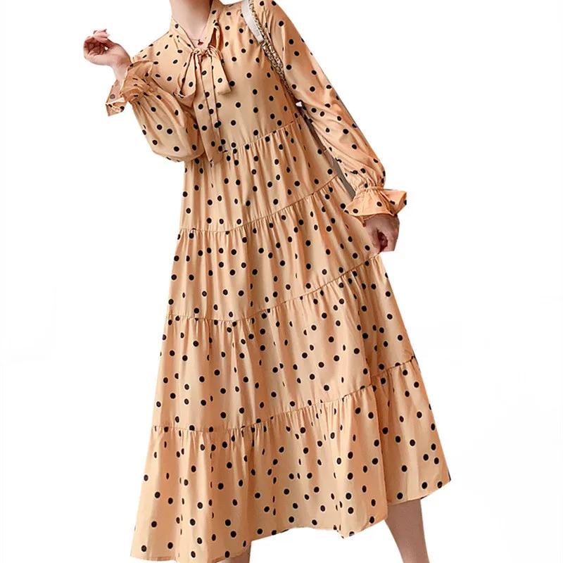 Yellow Maternity chiffon dress Spring 2020 long sleeve polka dot loose bow long dress
Yellow Maternity chiffon dress Spring 2020 long sleeve polka dot loose bow long dress