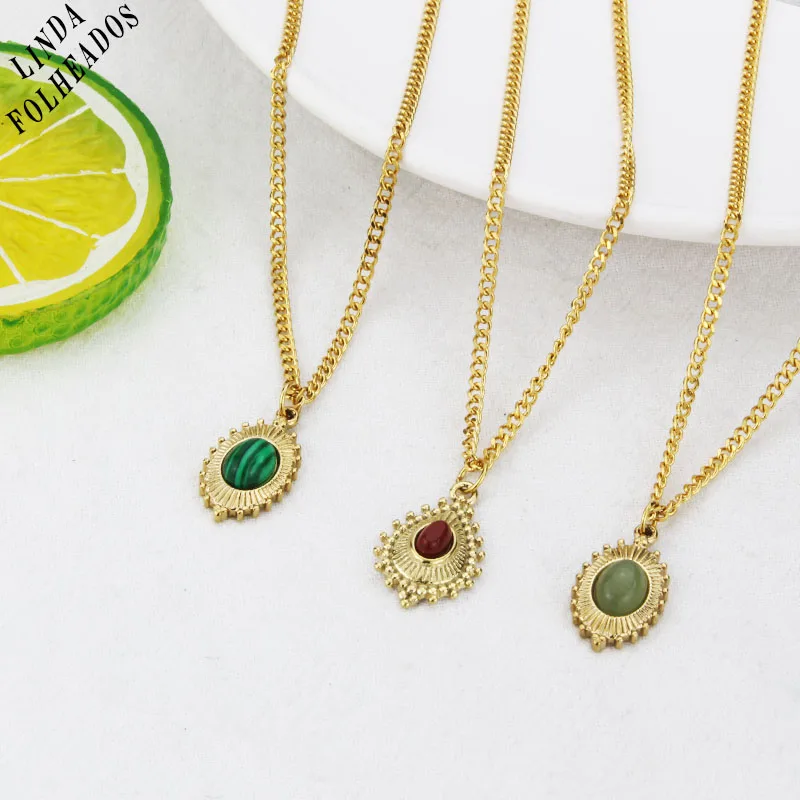 New Design Roman Retro Style Inlaid Gemstone Pendant Fashion Titanium Steel Gold-plated Geometric Element Necklace
New Design Roman Retro Style Inlaid Gemstone Pendant Fashion Titanium Steel Gold-plated Geometric Element Necklace