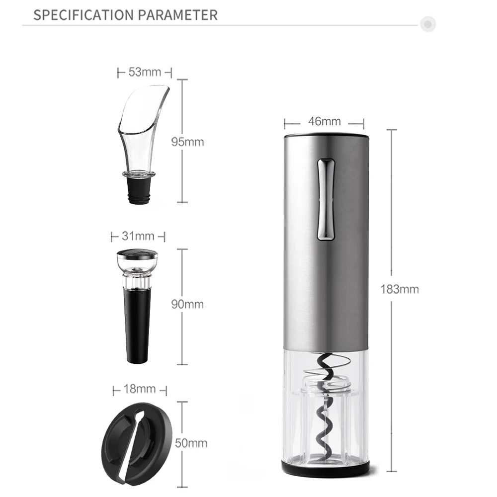 Electric Wine Opener USB Rechargeable Automatic Corkscrew Wine Bottle Opener With Foil Cutter Kichen Accessories
Electric Wine Opener USB Rechargeable Automatic Corkscrew Wine Bottle Opener With Foil Cutter Kichen Accessories