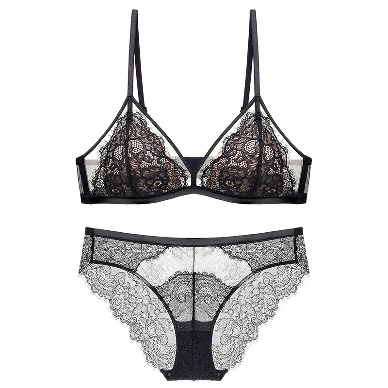 New product eyelashes lace French no steel ring triangle cup bra set sexy underwear women
New product eyelashes lace French no steel ring triangle cup bra set sexy underwear women