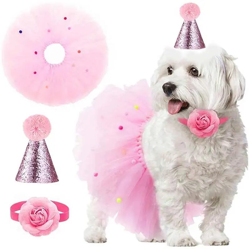 3 Pcs/Set Pink Pet Birthday Decor Props Small Dog Skirt Dress Up Collars With Flowers Puppy Cone Hat For Pets Birthday Party
3 Pcs/Set Pink Pet Birthday Decor Props Small Dog Skirt Dress Up Collars With Flowers Puppy Cone Hat For Pets Birthday Party