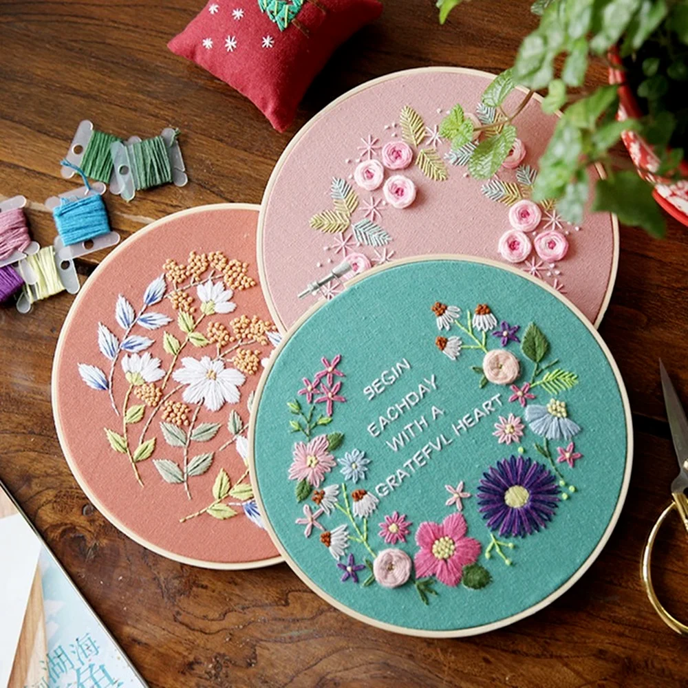 DIY Embroidery Flower Handwork Needlework for Beginner Cross Stitch Kit Ribbon Painting Embroidery Hoop Home Decoration
DIY Embroidery Flower Handwork Needlework for Beginner Cross Stitch Kit Ribbon Painting Embroidery Hoop Home Decoration