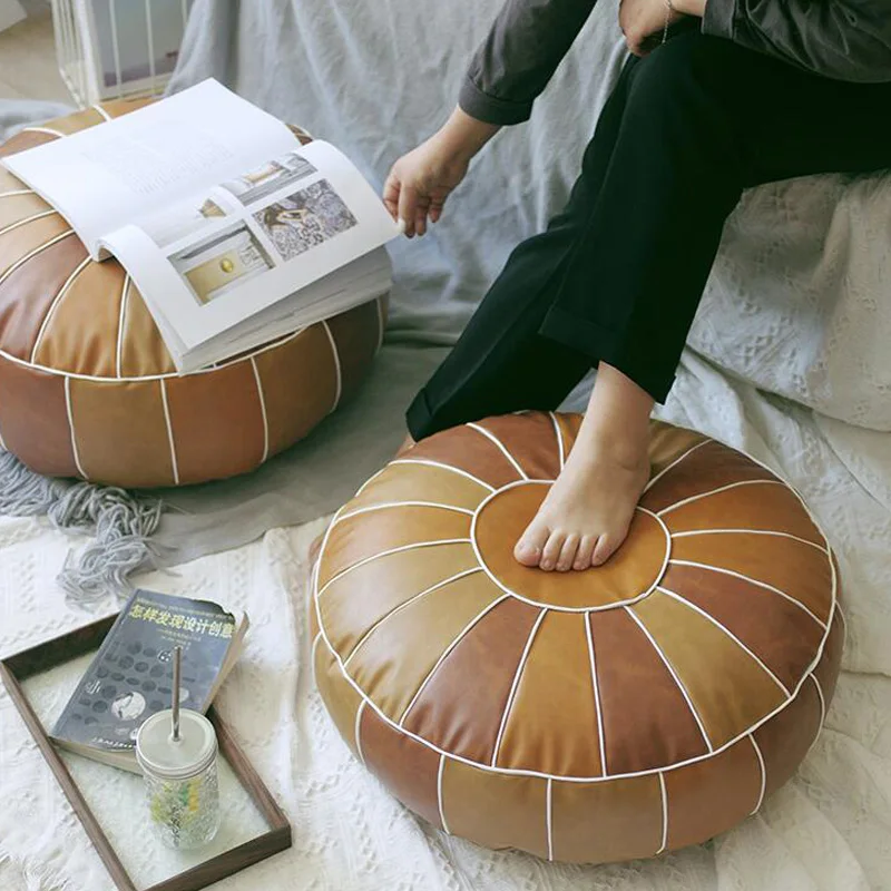 Moroccan Seat PU Leather Futon Cushions Ground Lazy People Nordic Tatami Household Stitching Thick Round Mats 
Moroccan Seat PU Leather Futon Cushions Ground Lazy People Nordic Tatami Household Stitching Thick Round Mats