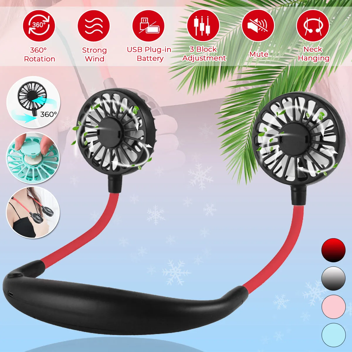 Portable USB Fan Cold Fan Hands Free Neck Fan Hanging Rechargeable Mini Sports Fan 3-speed Adjustable Neck Dual Fan Home Office
Portable USB Fan Cold Fan Hands Free Neck Fan Hanging Rechargeable Mini Sports Fan 3-speed Adjustable Neck Dual Fan Home Office