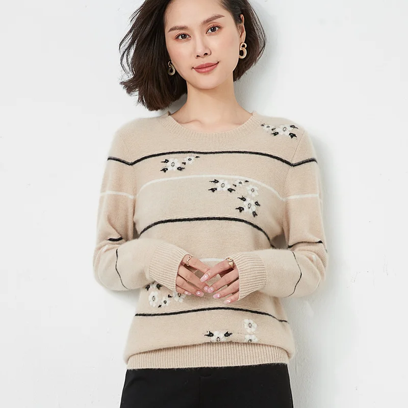 100% Pure Wool Cashmere Sweater Women O-Neck Pullover Casual Knitted Printed Female Jacket Autumn / Winter Long Sleeves Warm
100% Pure Wool Cashmere Sweater Women O-Neck Pullover Casual Knitted Printed Female Jacket Autumn / Winter Long Sleeves Warm