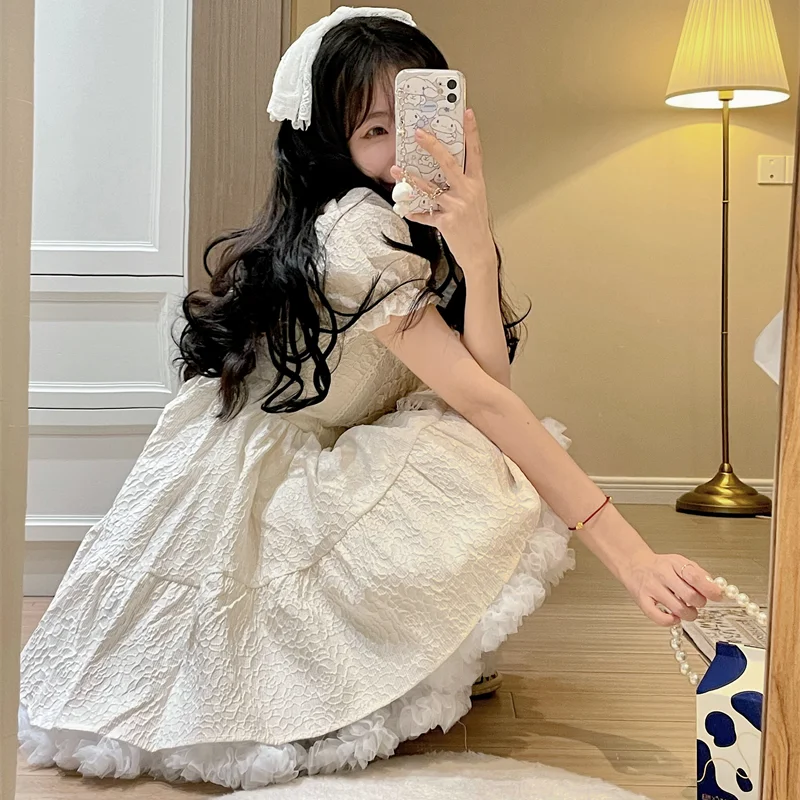 Kawaii Party Mini Dress Women Off White Japanese Casual Fairy Lolita Dress Ruffle Slim Retro Elegant Korean Clothing Summer 2021
Kawaii Party Mini Dress Women Off White Japanese Casual Fairy Lolita Dress Ruffle Slim Retro Elegant Korean Clothing Summer 2021