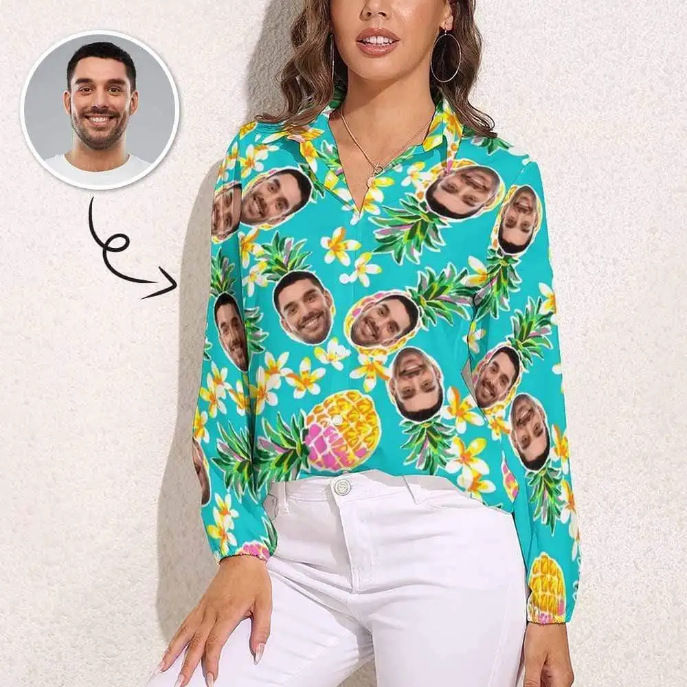 Custom Face Pineapple Blue Vntage Women Casual Long Sleeve Hawaiian Shirts Print Unique Gift Personalized Female Soft Top Spring
Custom Face Pineapple Blue Vntage Women Casual Long Sleeve Hawaiian Shirts Print Unique Gift Personalized Female Soft Top Spring