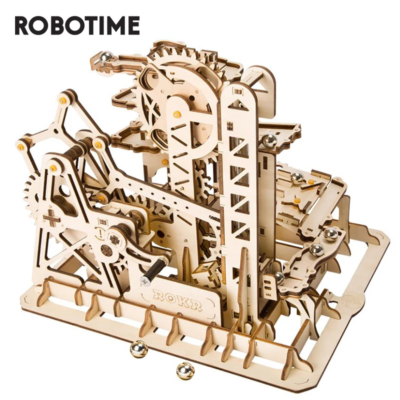 

Robotime ROKR DIY Marble Run Game 3D Wooden Puzzle Gear Drive Tower Coaster Model Building Kit Toys for Children Adult LG504
