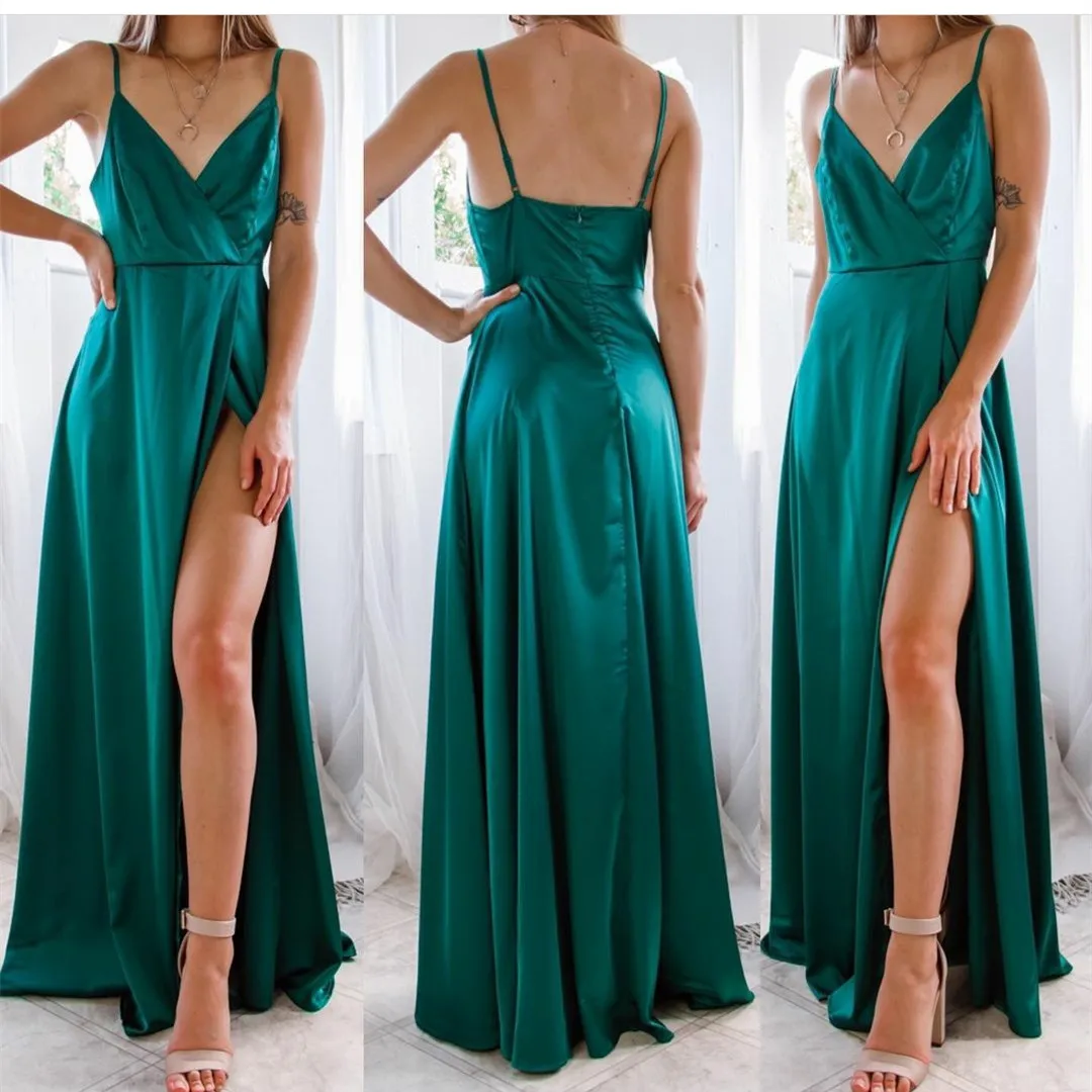 Длинные Вечерние платья с разрезом, сексуальное атласное платье с V-образным вырезом, бальное платье для выпускного вечера, Вечерние платья до пола
Длинные Вечерние платья с разрезом, сексуальное атласное платье с V-образным вырезом, бальное платье для выпускного вечера, Вечерние платья до пола