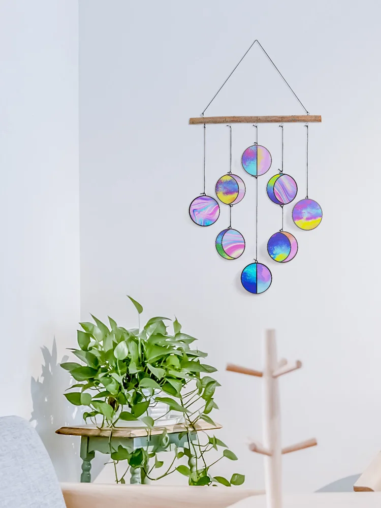 Moon Phase Wall Decor Wind Chimes Stained Acrylic Clear And Rainbow Iridized Hanging Celestial Art Pendant
Moon Phase Wall Decor Wind Chimes Stained Acrylic Clear And Rainbow Iridized Hanging Celestial Art Pendant