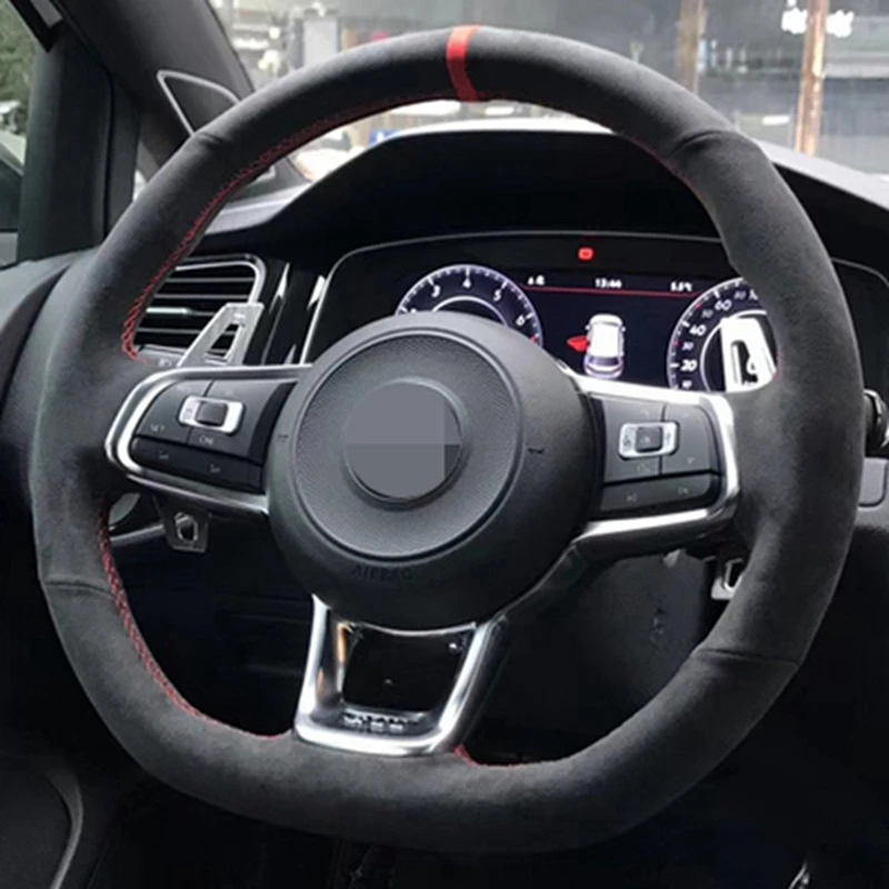 Car Steering Wheel Cover Customize Anti-slip Black Suede For Volkswagen Golf 7 GTI Golf R MK7 Polo Scirocco 2015 2016
Car Steering Wheel Cover Customize Anti-slip Black Suede For Volkswagen Golf 7 GTI Golf R MK7 Polo Scirocco 2015 2016