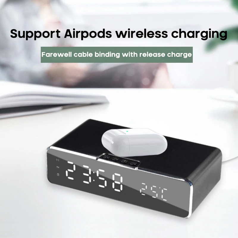 LED Electric Alarm Clock Digital Thermometer Clock HD Mirror Clock with Phone Wireless Charger And Date 10W Qi Wireless Charger
LED Electric Alarm Clock Digital Thermometer Clock HD Mirror Clock with Phone Wireless Charger And Date 10W Qi Wireless Charger