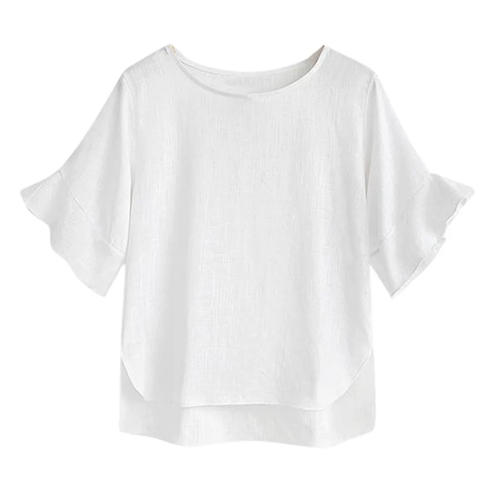 Size linen Sleeve Casual Women cotton Plus T-Shirt Loose Solid Top Short Blouse Women's Blouse Fashion
Size linen Sleeve Casual Women cotton Plus T-Shirt Loose Solid Top Short Blouse Women's Blouse Fashion