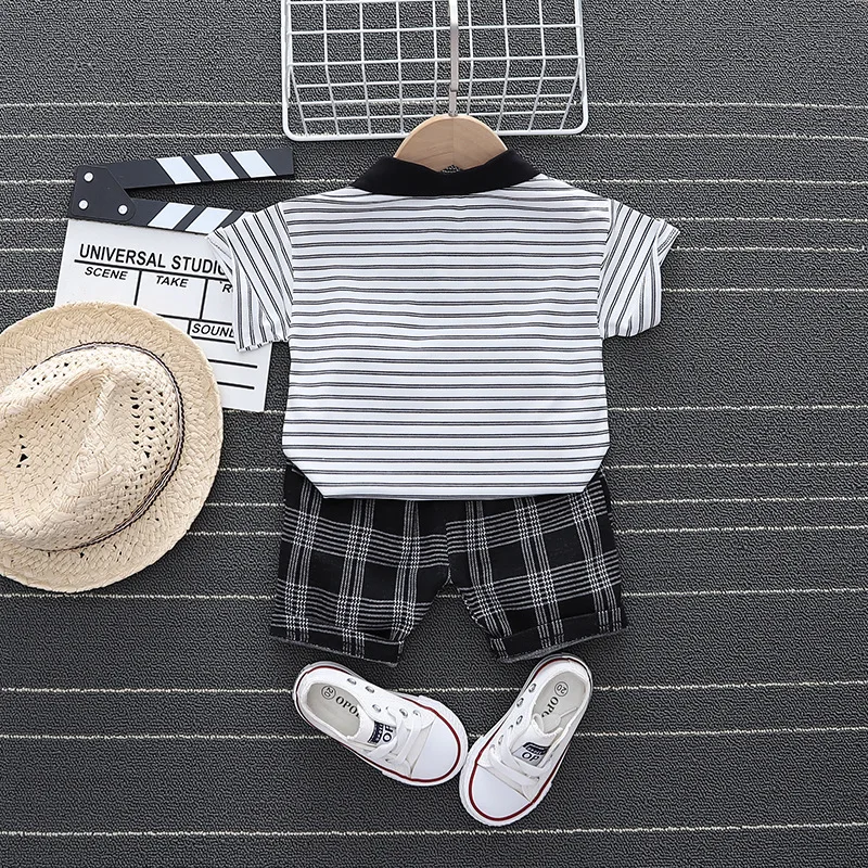 New Summer Baby Boys Fashion Casual Clothing Sets Toddler Girls Cartoon Stripe T-shirt+plaid Shorts 2PCS Outfits Kids Clothing
New Summer Baby Boys Fashion Casual Clothing Sets Toddler Girls Cartoon Stripe T-shirt+plaid Shorts 2PCS Outfits Kids Clothing