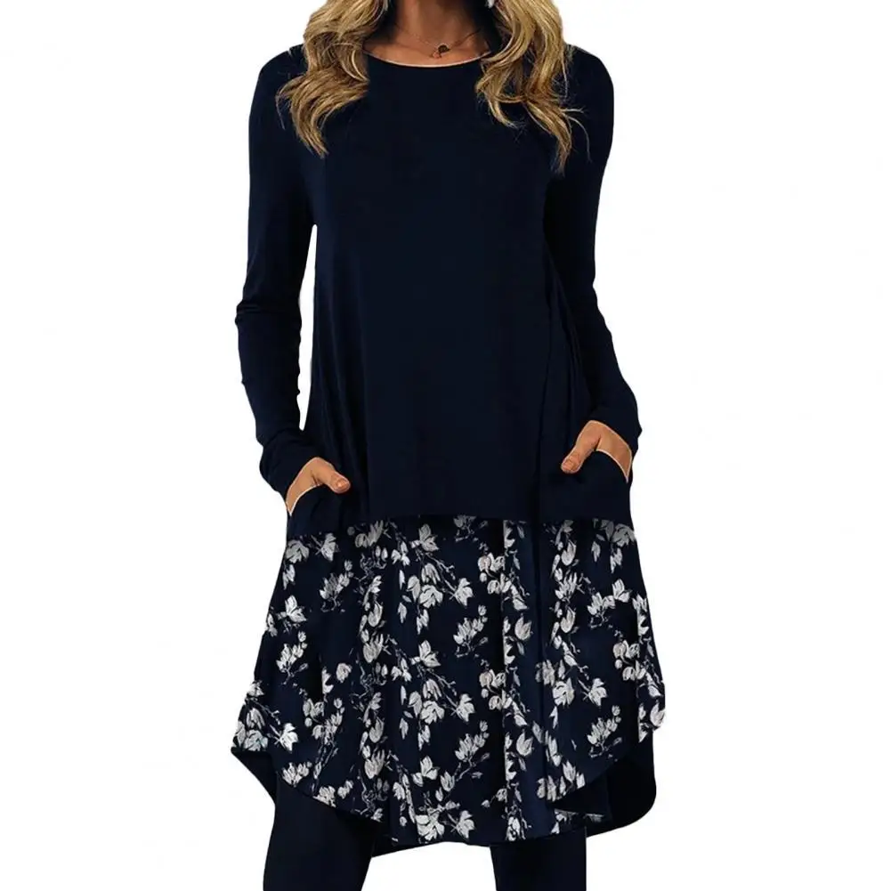 Vintage Women Dress Elegant Party Printed Hem Autumn Winter Pockets O-Neck Dress Middle aged
Vintage Women Dress Elegant Party Printed Hem Autumn Winter Pockets O-Neck Dress Middle aged