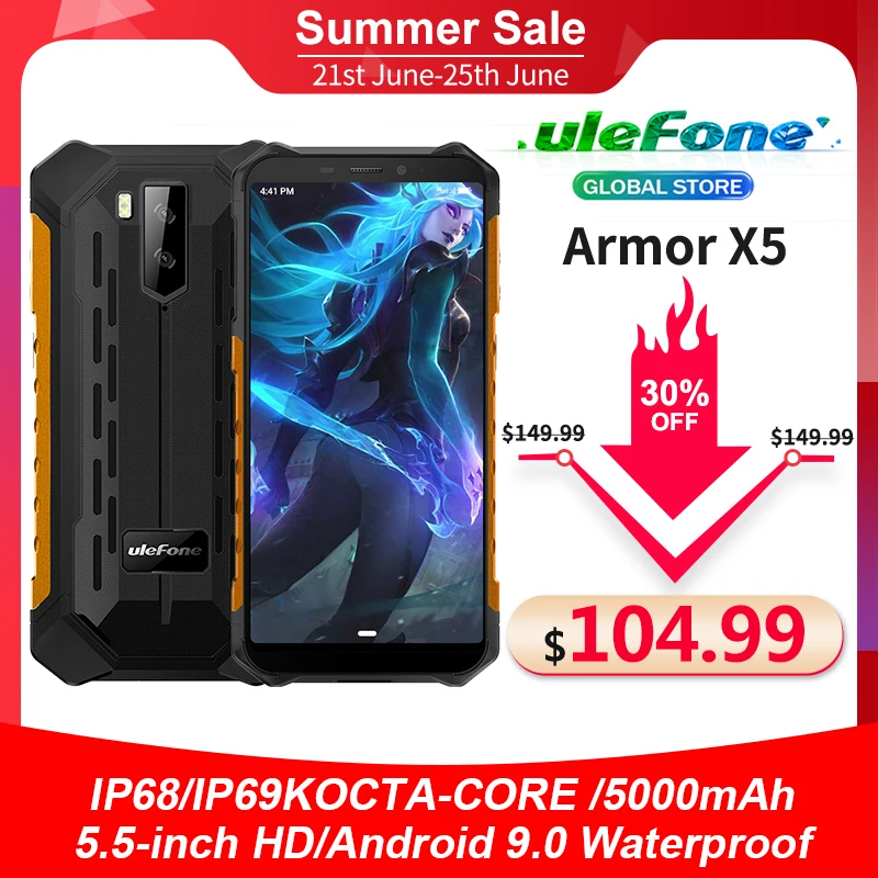 Ulefone Power X5 IP68 прочный Водонепроницаемый смартфон MT6762 Octa core Android 10 0 мобильный