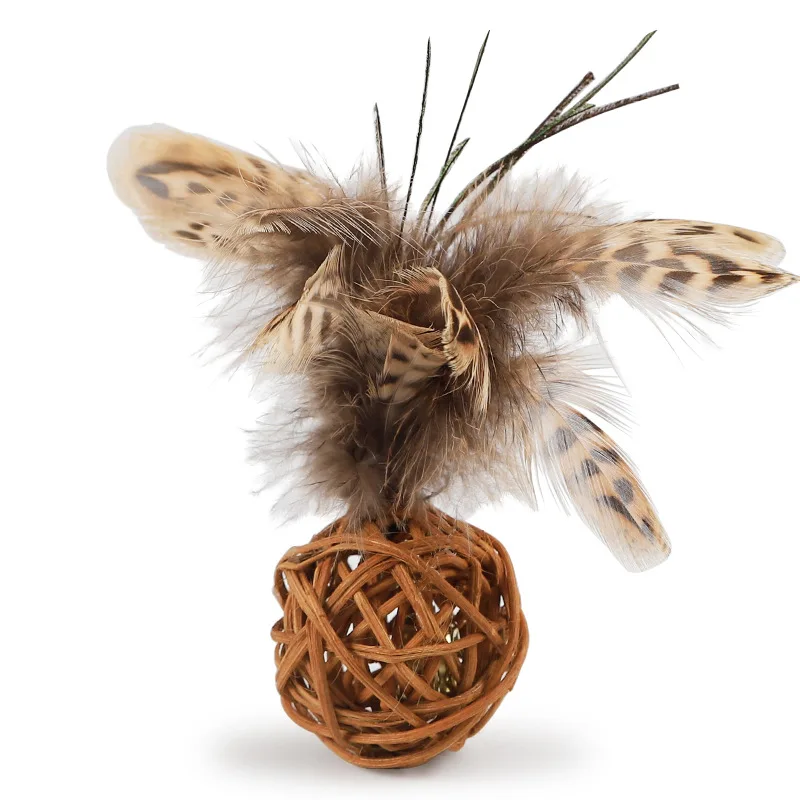 Pet cat toy pearl feather rattan bell ball handmade sepak takraw cat toy, hand-woven with natural materials, metal bells, elegan
Pet cat toy pearl feather rattan bell ball handmade sepak takraw cat toy, hand-woven with natural materials, metal bells, elegan