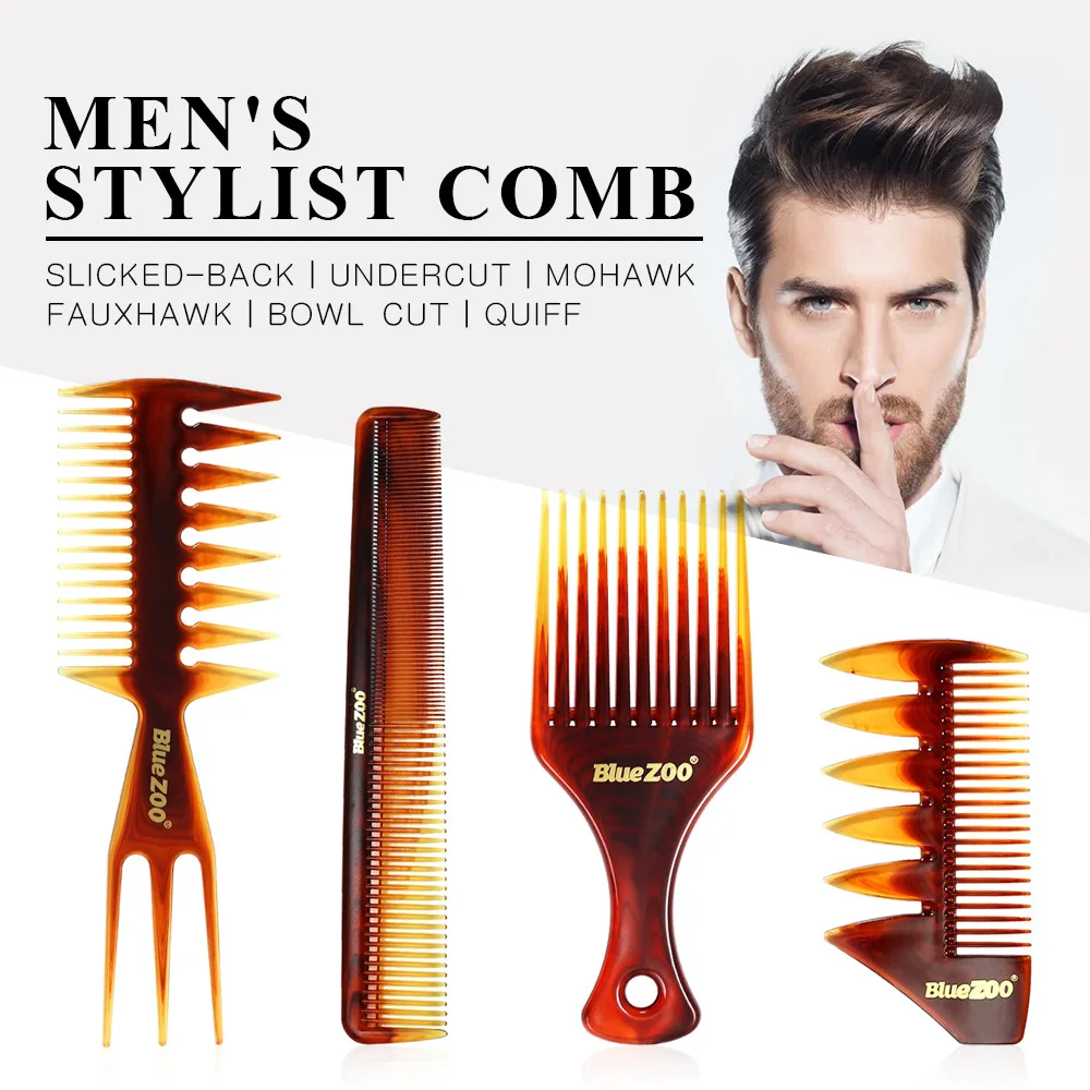 Bluezoo 4pcs Set Men's Vintage Oil Head Large Back Mohican Modeling Aircraft Comb Set Wood Comb Edge Control Silver Hair Comb
Bluezoo 4pcs Set Men's Vintage Oil Head Large Back Mohican Modeling Aircraft Comb Set Wood Comb Edge Control Silver Hair Comb