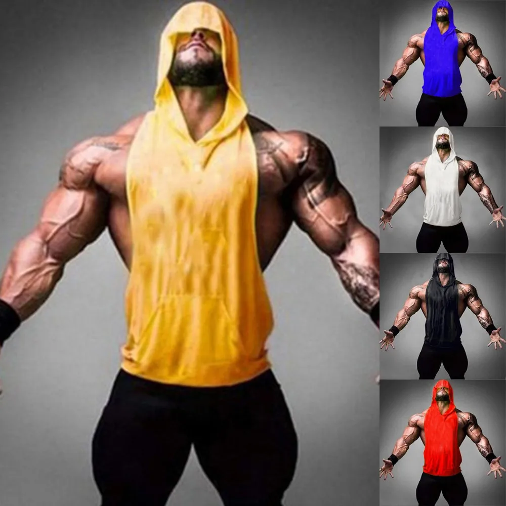 2021 Mens Gyms Clothing Bodybuilding Hooded Tank Top Men Cotton Sleeveless Vest Sweatshirt Fitness Workout Sportswear Tops Male
2021 Mens Gyms Clothing Bodybuilding Hooded Tank Top Men Cotton Sleeveless Vest Sweatshirt Fitness Workout Sportswear Tops Male