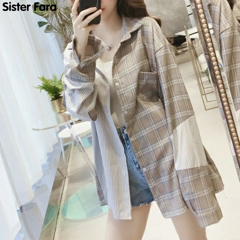 Sister Fara New Spring 2021 Turn-down Collar Shirt Women Single Breasted Plaid Blouse Female Puff Sleeve Patchwork Casual Shirts
Sister Fara New Spring 2021 Turn-down Collar Shirt Women Single Breasted Plaid Blouse Female Puff Sleeve Patchwork Casual Shirts
