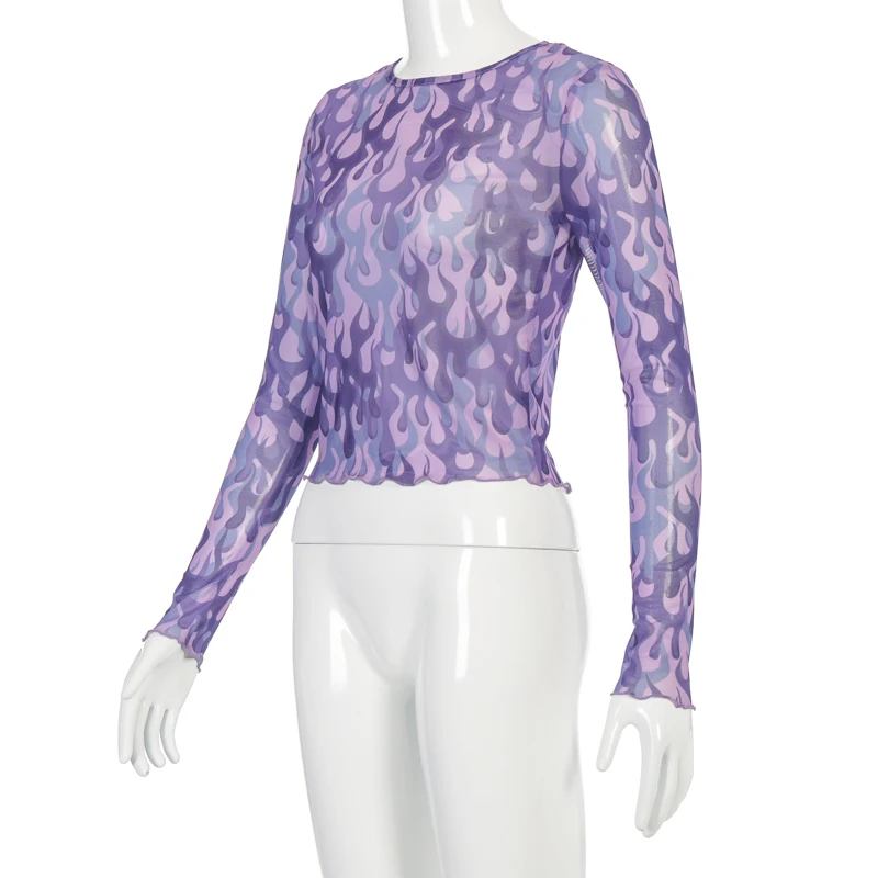 2020 Autumn Fashion Women's Top Women\u2019s Casual Long-sleeved T-shirt Flame Print Mesh Slim Fit Pullover Women's T-shirts
2020 Autumn Fashion Women's Top Women\u2019s Casual Long-sleeved T-shirt Flame Print Mesh Slim Fit Pullover Women's T-shirts