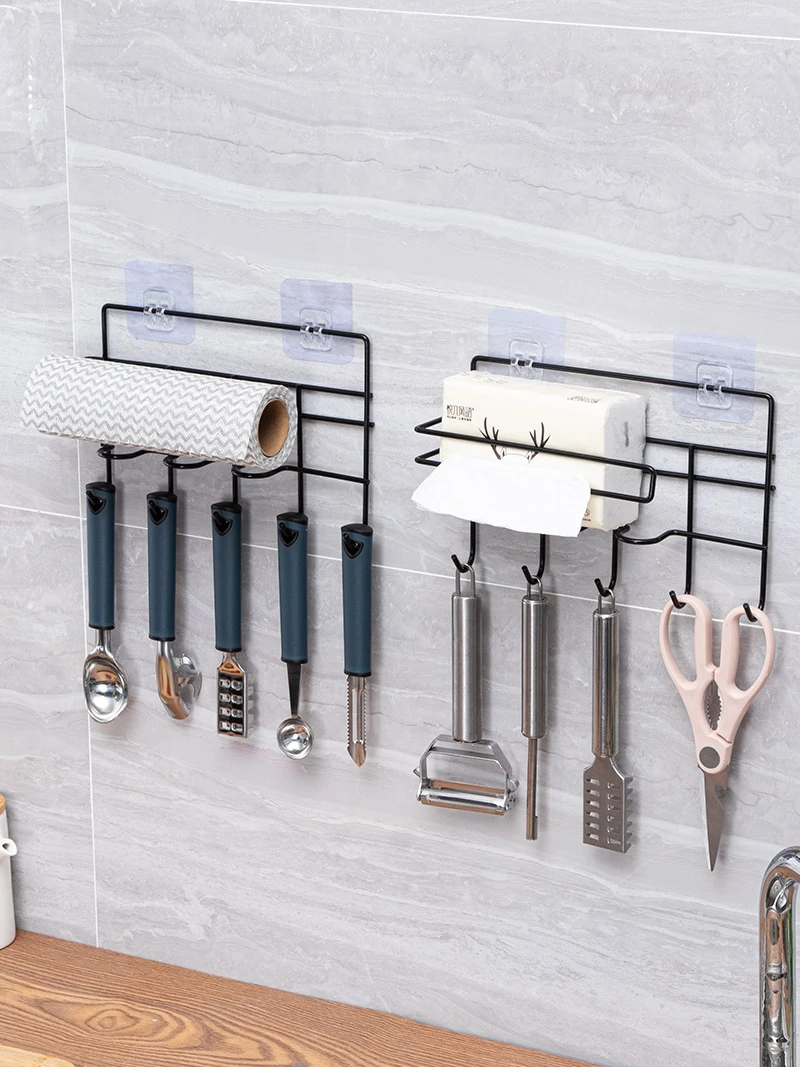 Kitchen Storage Artifact Supplies Household Large Free Perforated Wall-mounted Racks, Cling Film, Rag, Spatula Storage Rack
Kitchen Storage Artifact Supplies Household Large Free Perforated Wall-mounted Racks, Cling Film, Rag, Spatula Storage Rack