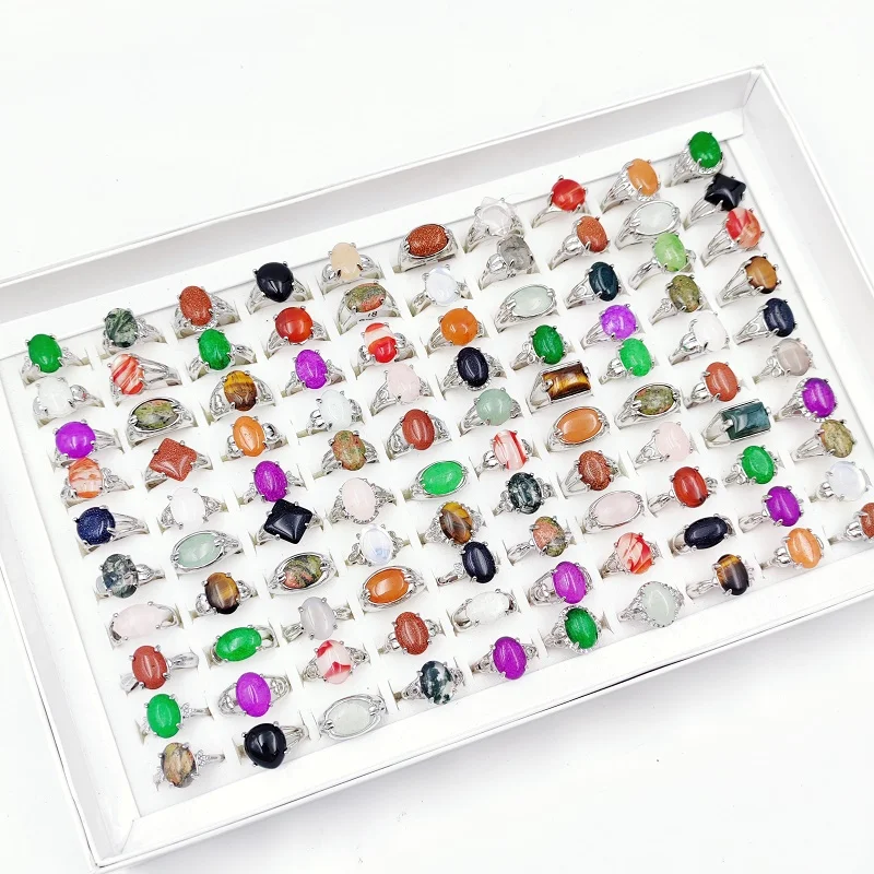 50 Pcs/Lot Vintage Natural Stone Rings for Women and Men Wedding Band Accessories Mix Fashion Jewelry Gift Wholesale Anillo
50 Pcs/Lot Vintage Natural Stone Rings for Women and Men Wedding Band Accessories Mix Fashion Jewelry Gift Wholesale Anillo