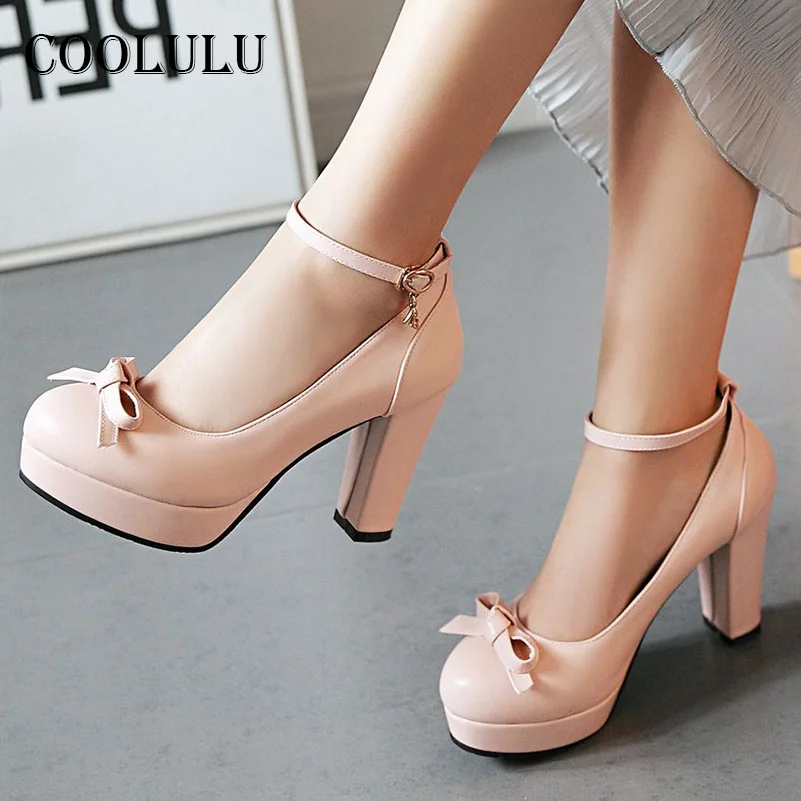 COOLULU Ankle Strap Women Shoes Platform Super High Heels Bow Thick Heel Pumps Buckle Round Toe Footwear Ladies Spring White 43
COOLULU Ankle Strap Women Shoes Platform Super High Heels Bow Thick Heel Pumps Buckle Round Toe Footwear Ladies Spring White 43