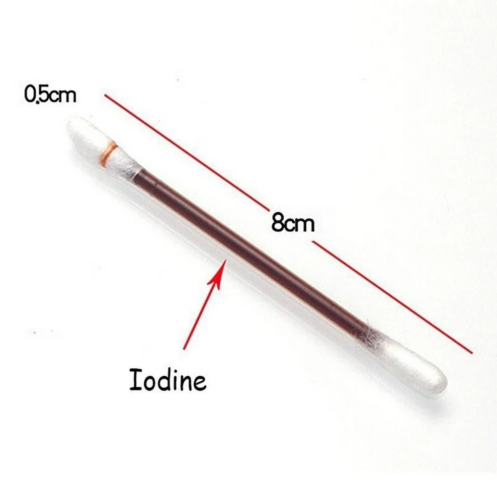 

100 Pcs Disposable Medical Iodine Cotton Stick Iodine Disinfected Cotton Swab Climbing Wound treatment Aid Kit Easy To Carry Hot