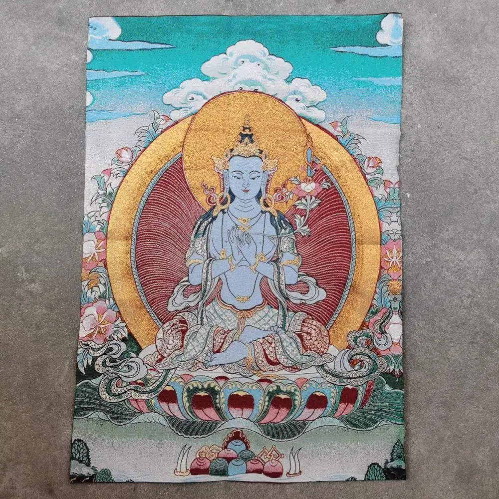 Home Decor 35" Thangka embroidery Tibetan Buddhism silk embroidery brocade Nepal Green Tara Guanyin Bodhisattva Buddha Thangkas
Home Decor 35" Thangka embroidery Tibetan Buddhism silk embroidery brocade Nepal Green Tara Guanyin Bodhisattva Buddha Thangkas