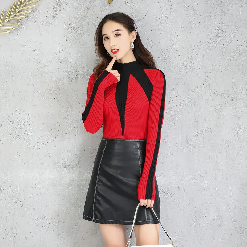 Half-high Collar Sweater Autumn Winter Thickened Female Long-sleeved Stretch Sweater Korean Striped Stitching Bottoming Sweater
Half-high Collar Sweater Autumn Winter Thickened Female Long-sleeved Stretch Sweater Korean Striped Stitching Bottoming Sweater