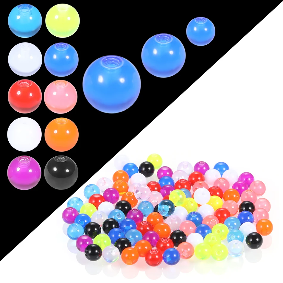 

100pcs/Lot Acrylic Replacement Balls Mix 10 Colors Lip Eyebrow Tongue Ear Tragus Belly Nipple Body Piercing Jewelry 14G/16G