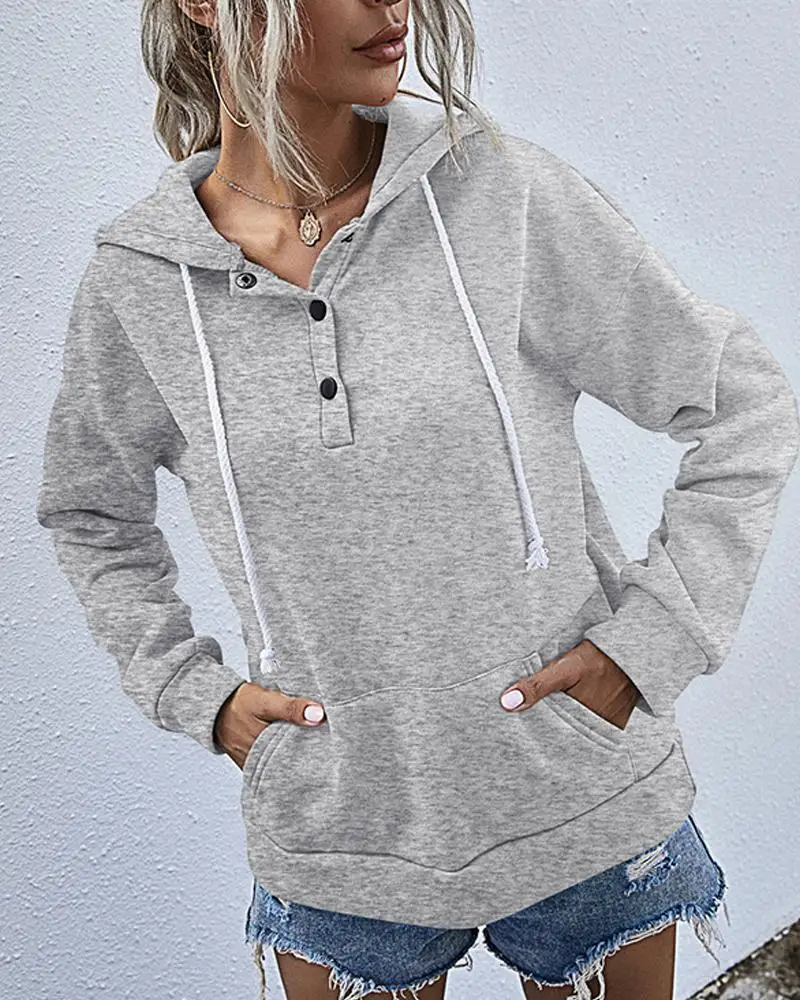 High Quality Womens Casual Long-sleeved Sweater Fashion Solid Color Button Round Neck Loose Hooded T-shirt
High Quality Womens Casual Long-sleeved Sweater Fashion Solid Color Button Round Neck Loose Hooded T-shirt