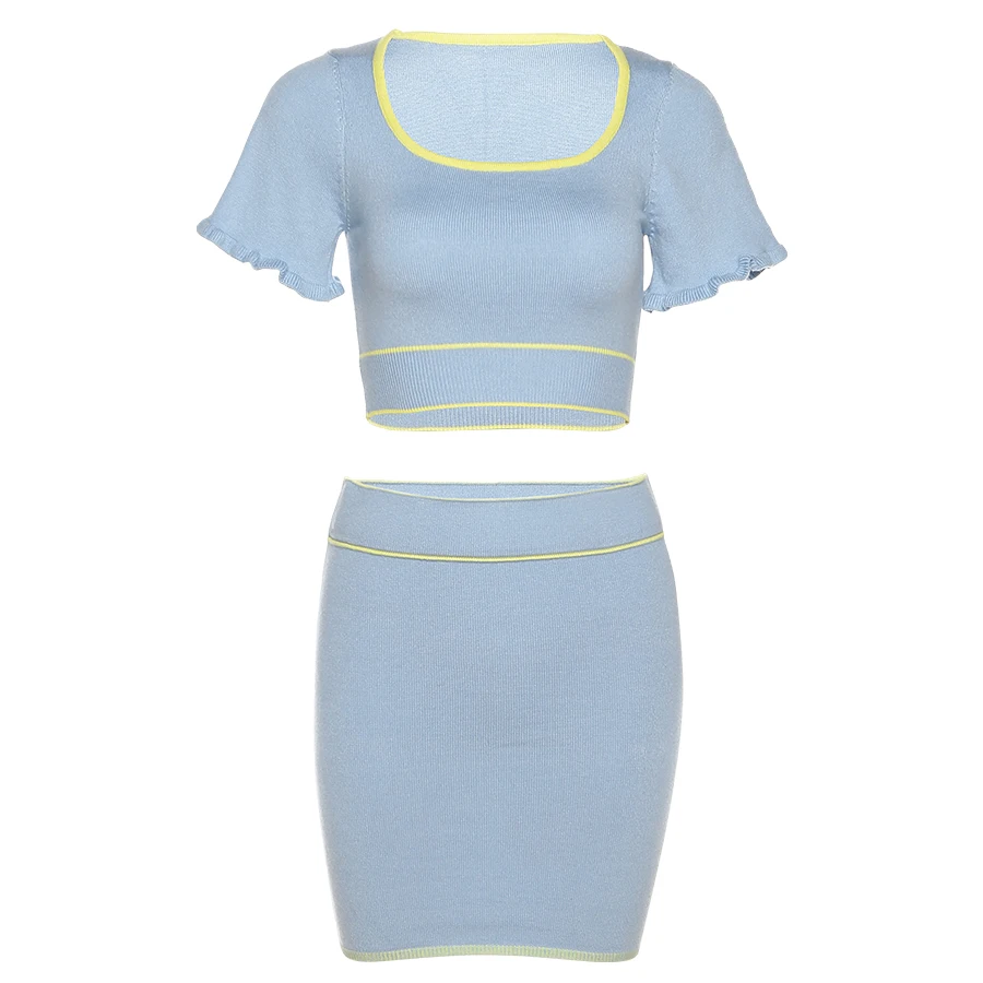 Summer 2021 new blue 2two-piece skirt Ribbed Knitted gold closing edge camisole street casual style stretch Slim Soft
Summer 2021 new blue 2two-piece skirt Ribbed Knitted gold closing edge camisole street casual style stretch Slim Soft