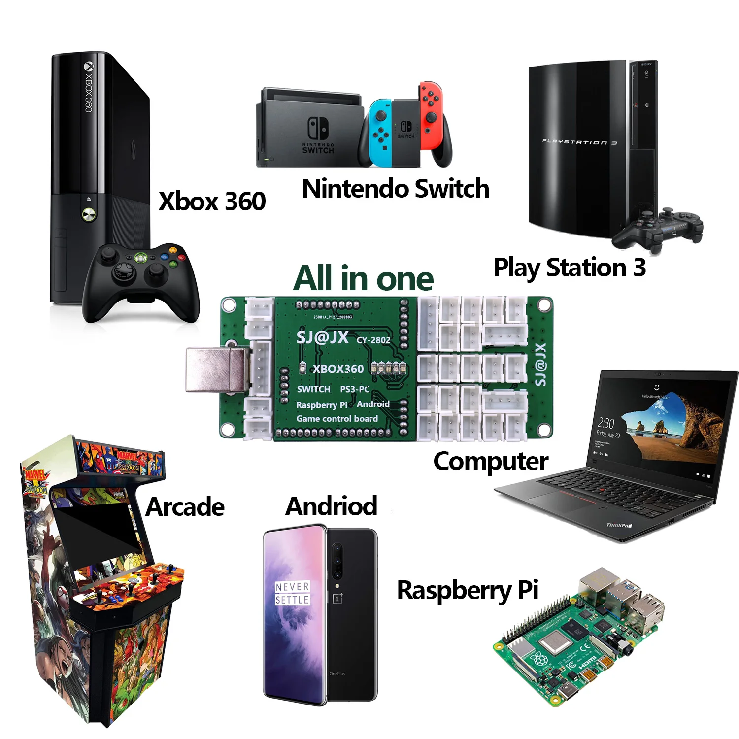Аркадный Контроллер XBOX 360 с аналоговой осью вращения Нулевая задержка USB-плата