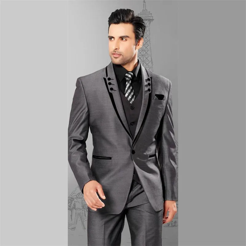 

Handsome One Button Groomsmen Peak Lapel Groom Tuxedos Men Suits Wedding/Prom/Dinner Best Blazer(Jacket+Pants+Vest+Tie) 175