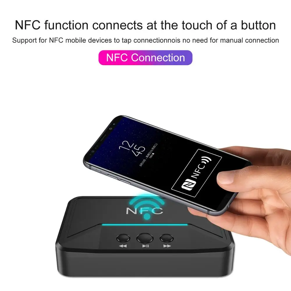 Аудиоприемник с автоматическим включением NFC Bluetooth 5 0 и USB-разъемом RCA AUX 3 мм Jack