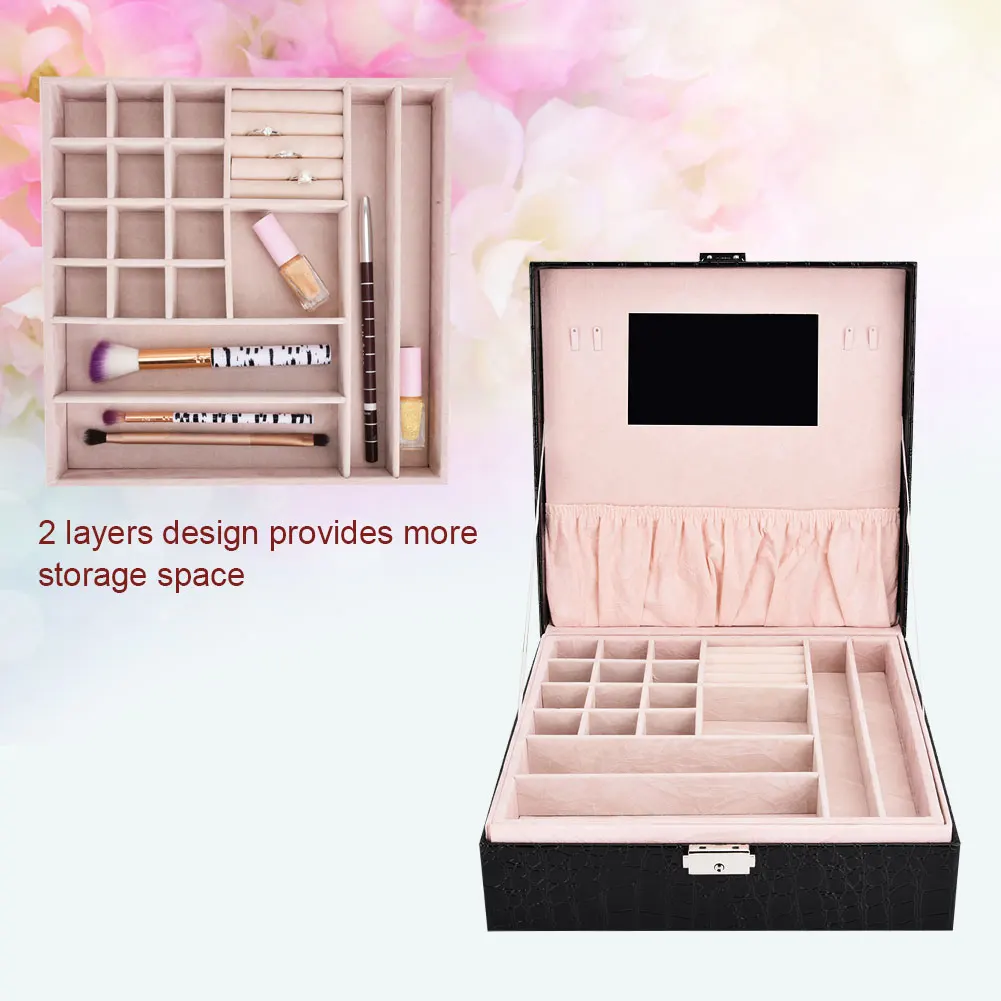 PU Leather Two-Layer Square Jewelry Box Organizer Display Storage(Black)Jewelry Box
PU Leather Two-Layer Square Jewelry Box Organizer Display Storage(Black)Jewelry Box