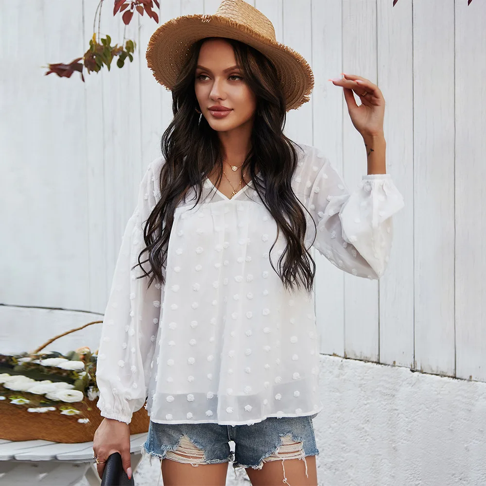 Chiffon Blouse Women Spring Shirts Loose Fashion V Neck Long Sleeve Summer Blouse Tops Casual Solid Color Beach Shirt Streetwear
Chiffon Blouse Women Spring Shirts Loose Fashion V Neck Long Sleeve Summer Blouse Tops Casual Solid Color Beach Shirt Streetwear