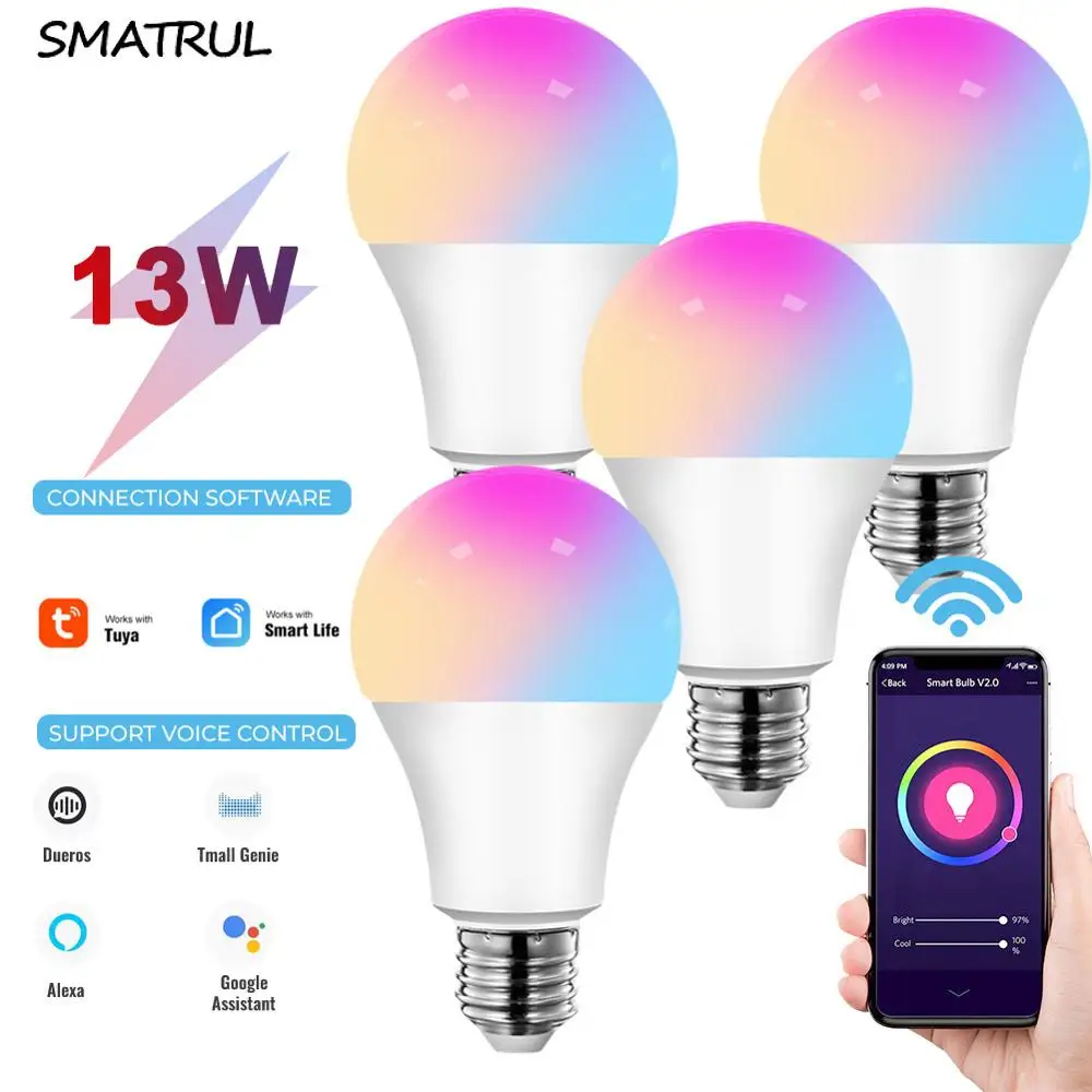 Смарт-лампа SMATRUL светодиодная с поддержкой Wi-Fi и таймером, 13 Вт, E27
Смарт-лампа SMATRUL светодиодная с поддержкой Wi-Fi и таймером, 13 Вт, E27