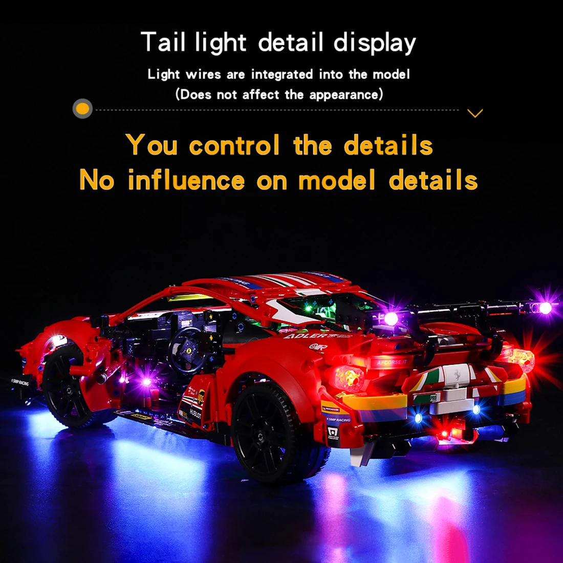 LED Lighting Kit For Ferrari 488 GTE 42125 (LED Included Only, No Kit) For Children Educational Toys - Remote Control Version
LED Lighting Kit For Ferrari 488 GTE 42125 (LED Included Only, No Kit) For Children Educational Toys - Remote Control Version