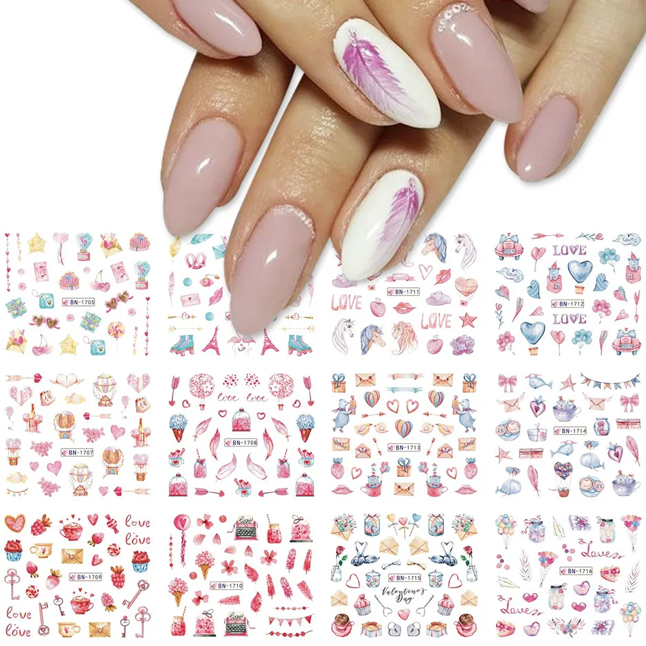 12 Design 3D Pink Nail Stickers Love Balloon Cartoon Water Manicure Sliders for Valentine Decoration DIY Foil Accessories
12 Design 3D Pink Nail Stickers Love Balloon Cartoon Water Manicure Sliders for Valentine Decoration DIY Foil Accessories