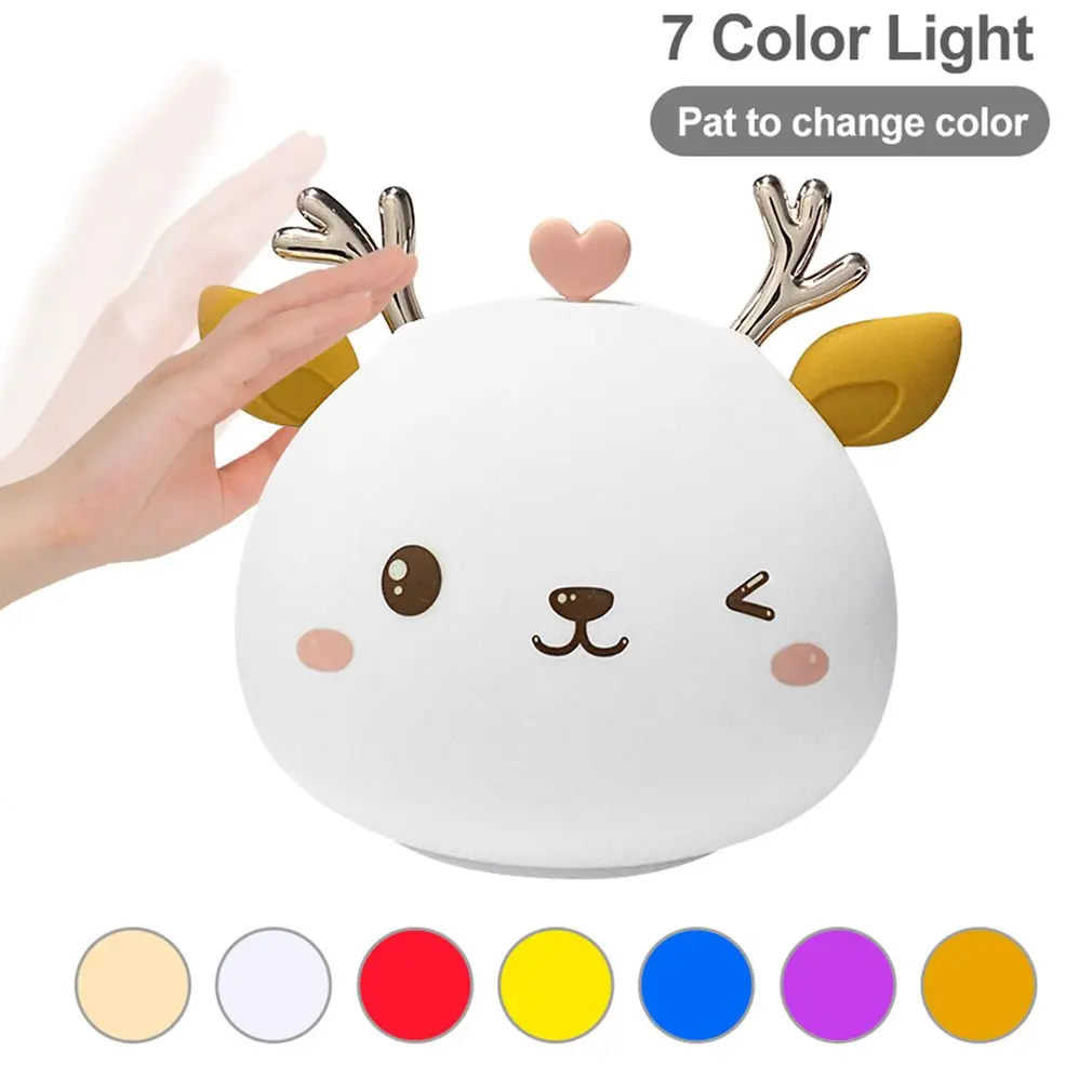 Cute LED Deer Lamp 7 Colors Night Light Of Gift Lighting Lamp Table Lamp Silicone Touch Energy-saving Bedroom Decor Night Light
Cute LED Deer Lamp 7 Colors Night Light Of Gift Lighting Lamp Table Lamp Silicone Touch Energy-saving Bedroom Decor Night Light