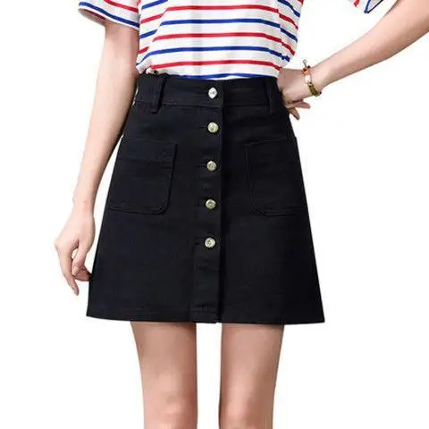 Denim skirt 2021 summer new Korean student skirt 
Denim skirt 2021 summer new Korean student skirt